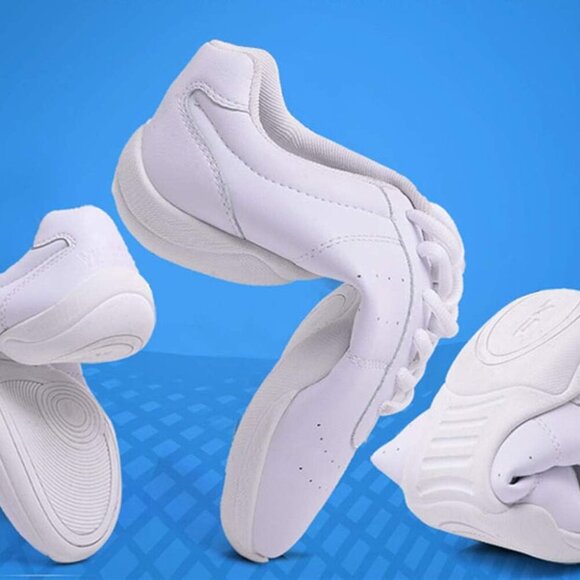 Cheerleading Shoes Synthetic Leather Rubber Sole Lightweight Sport Sneakers - Picture 2 of 7